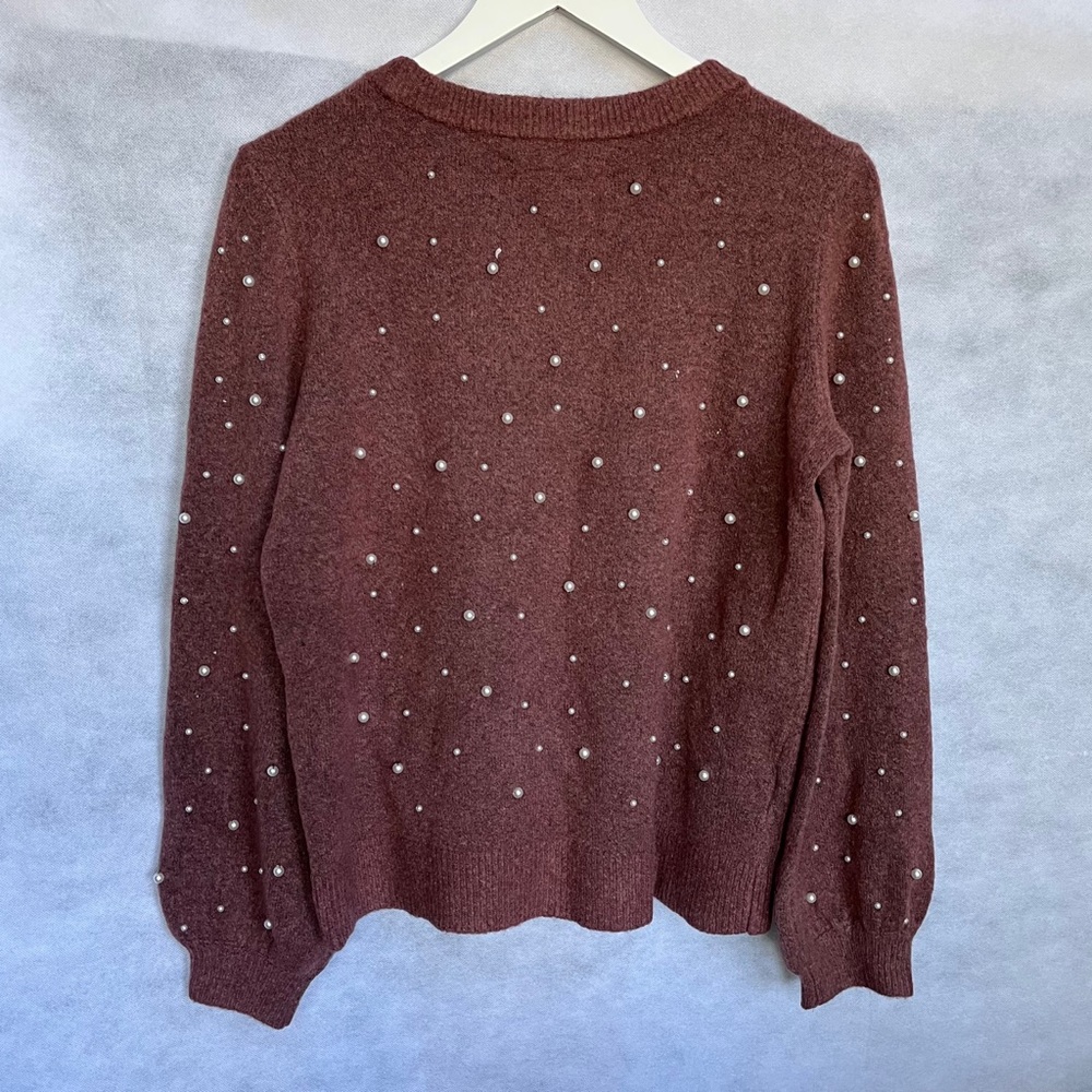 HP 💫Loft Pearlized beads Soft Knit Softy Fitted Sweater M - Picture 7 of 7